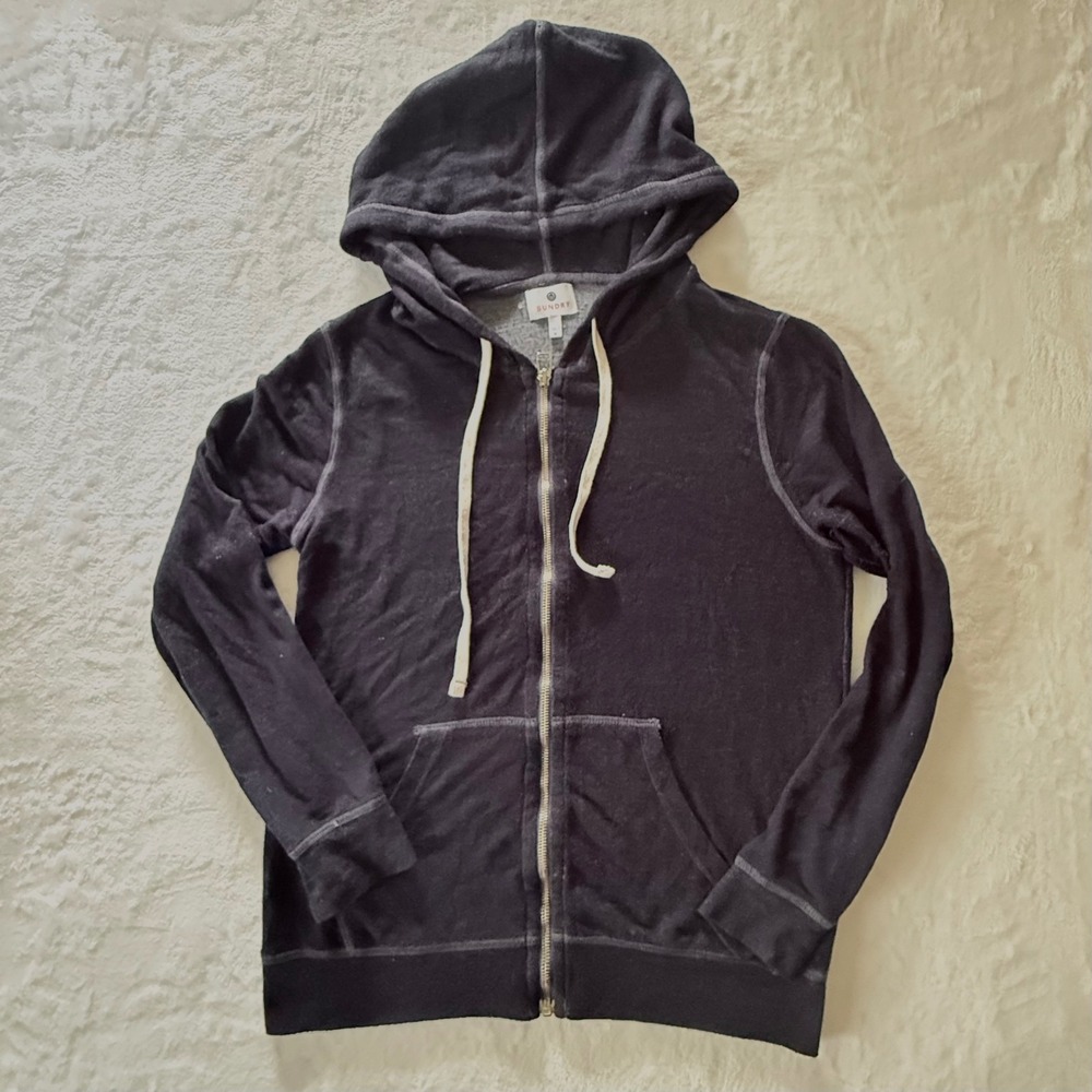 Sundry Oversized Navy ZipUp Hoodie Size 0 XS French Terry Long Sleeve Sweatshirt